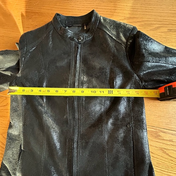 Calvin Klein Black Womens Distressed Leather Jacket Size XS - Picture 10 of 12